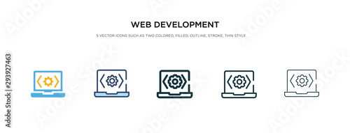 web development icon in different style vector illustration. two colored and black web development vector icons designed in filled, outline, line and stroke style can be used for web, mobile, ui