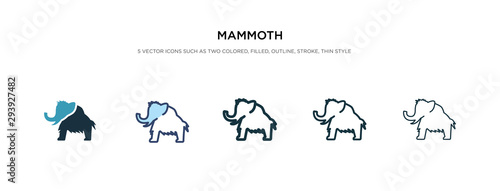 mammoth icon in different style vector illustration. two colored and black mammoth vector icons designed in filled, outline, line and stroke style can be used for web, mobile, ui