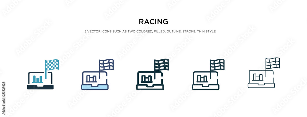 racing icon in different style vector illustration. two colored and black racing vector icons designed in filled, outline, line and stroke style can be used for web, mobile, ui