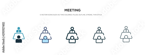 meeting icon in different style vector illustration. two colored and black meeting vector icons designed in filled, outline, line and stroke style can be used for web, mobile, ui