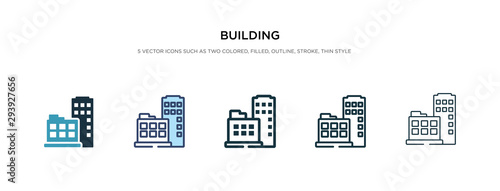 building icon in different style vector illustration. two colored and black building vector icons designed in filled, outline, line and stroke style can be used for web, mobile, ui