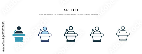 speech icon in different style vector illustration. two colored and black speech vector icons designed in filled, outline, line and stroke style can be used for web, mobile, ui