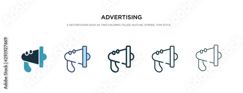 advertising icon in different style vector illustration. two colored and black advertising vector icons designed in filled, outline, line and stroke style can be used for web, mobile, ui
