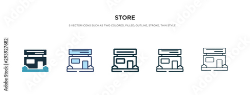 store icon in different style vector illustration. two colored and black store vector icons designed in filled, outline, line and stroke style can be used for web, mobile, ui