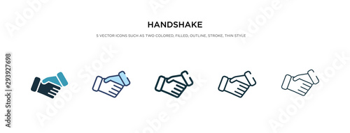 handshake icon in different style vector illustration. two colored and black handshake vector icons designed in filled, outline, line and stroke style can be used for web, mobile, ui