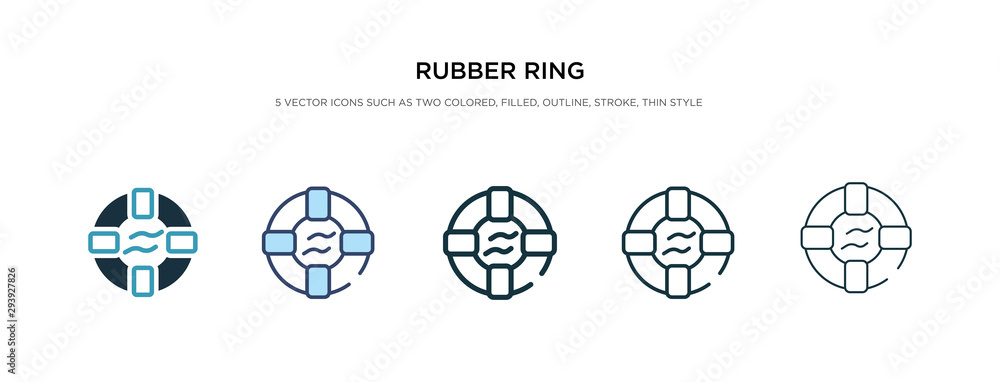 rubber ring icon in different style vector illustration. two colored and black rubber ring vector icons designed in filled, outline, line and stroke style can be used for web, mobile, ui rubber ring icon in different style vector illustration. two colored and black rubber ring vector icons designed in filled, outline, line and stroke style can be used for web, mobile, ui