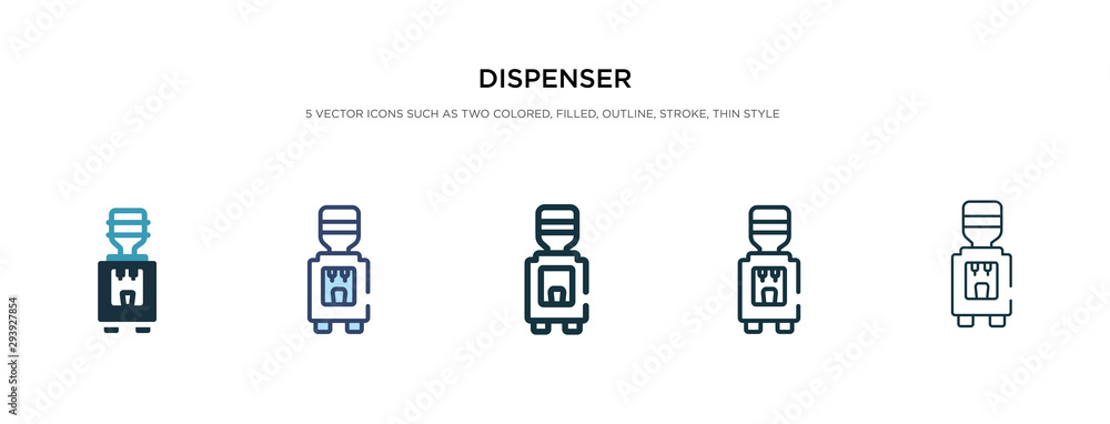 dispenser icon in different style vector illustration. two colored and black dispenser vector icons designed in filled, outline, line and stroke style can be used for web, mobile, ui