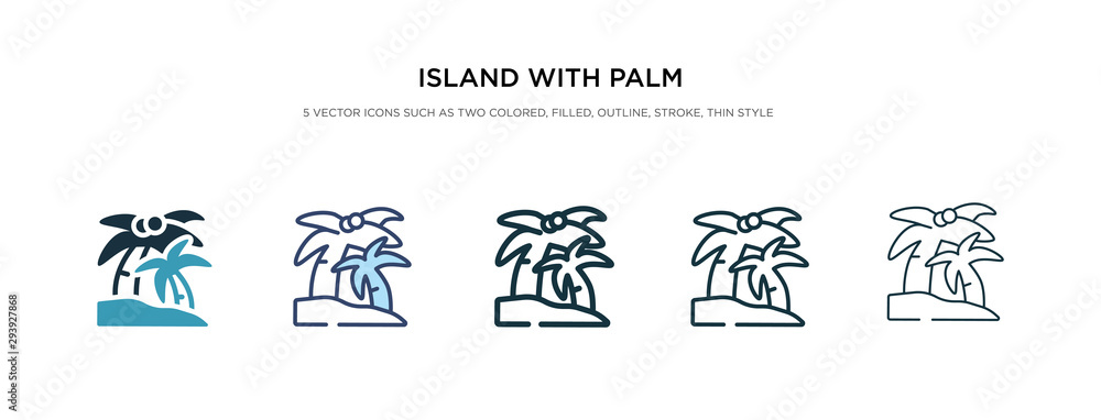 island with palm trees icon in different style vector illustration. two colored and black island with palm trees vector icons designed in filled, outline, line and stroke style can be used for web, island with palm trees icon in different style vector illustration. two colored and black island with palm trees vector icons designed in filled, outline, line and stroke style can be used for web,