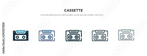 cassette icon in different style vector illustration. two colored and black cassette vector icons designed in filled, outline, line and stroke style can be used for web, mobile, ui