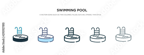 swimming pool icon in different style vector illustration. two colored and black swimming pool vector icons designed in filled, outline, line and stroke style can be used for web, mobile, ui