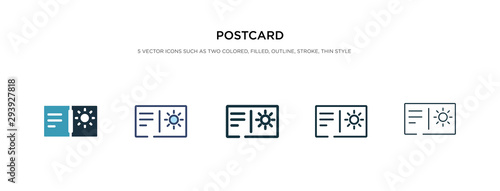 postcard icon in different style vector illustration. two colored and black postcard vector icons designed in filled, outline, line and stroke style can be used for web, mobile, ui