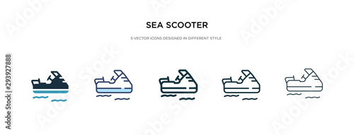 sea scooter icon in different style vector illustration. two colored and black sea scooter vector icons designed in filled, outline, line and stroke style can be used for web, mobile, ui