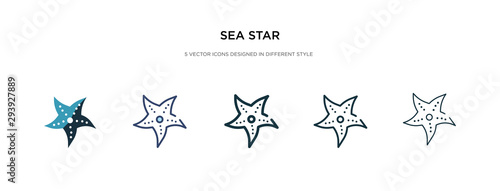 sea star icon in different style vector illustration. two colored and black sea star vector icons designed in filled, outline, line and stroke style can be used for web, mobile, ui