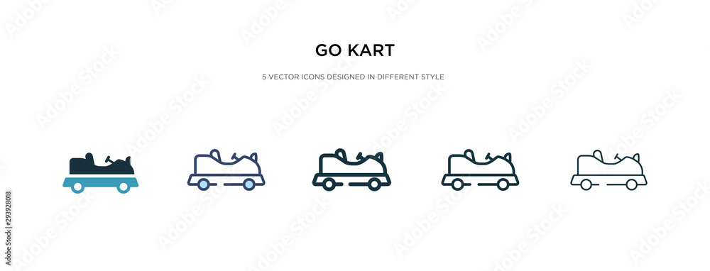 go kart icon in different style vector illustration. two colored and black go kart vector icons designed in filled, outline, line and stroke style can be used for web, mobile, ui - obrazy, fototapety, plakaty 