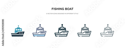 Fotografiet fishing boat icon in different style vector illustration