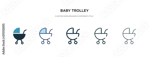 baby trolley icon in different style vector illustration. two colored and black baby trolley vector icons designed in filled, outline, line and stroke style can be used for web, mobile, ui