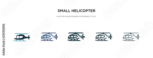 small helicopter icon in different style vector illustration. two colored and black small helicopter vector icons designed in filled, outline, line and stroke style can be used for web, mobile, ui