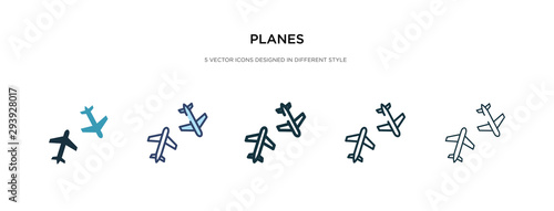 planes icon in different style vector illustration. two colored and black planes vector icons designed in filled, outline, line and stroke style can be used for web, mobile, ui