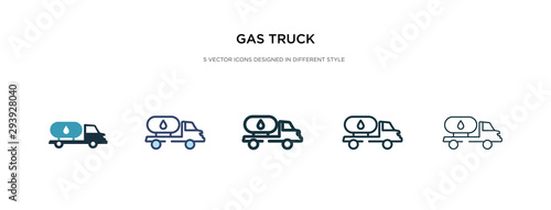 gas truck icon in different style vector illustration. two colored and black gas truck vector icons designed in filled, outline, line and stroke style can be used for web, mobile, ui