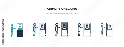 airport checking icon in different style vector illustration. two colored and black airport checking vector icons designed in filled, outline, line and stroke style can be used for web, mobile, ui