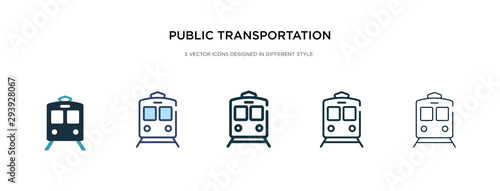 public transportation icon in different style vector illustration. two colored and black public transportation vector icons designed in filled, outline, line and stroke style can be used for web,