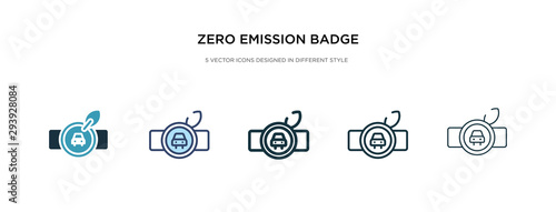 zero emission badge icon in different style vector illustration. two colored and black zero emission badge vector icons designed in filled, outline, line and stroke style can be used for web,