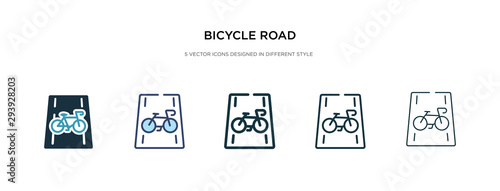 bicycle road icon in different style vector illustration. two colored and black bicycle road vector icons designed in filled, outline, line and stroke style can be used for web, mobile, ui