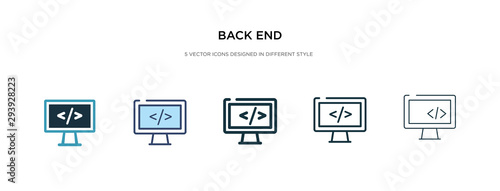 back end icon in different style vector illustration. two colored and black back end vector icons designed in filled, outline, line and stroke style can be used for web, mobile, ui