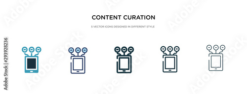 content curation icon in different style vector illustration. two colored and black content curation vector icons designed in filled, outline, line and stroke style can be used for web, mobile, ui