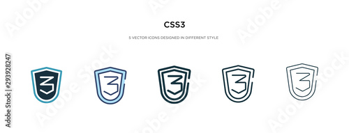css3 icon in different style vector illustration. two colored and black css3 vector icons designed in filled, outline, line and stroke style can be used for web, mobile, ui