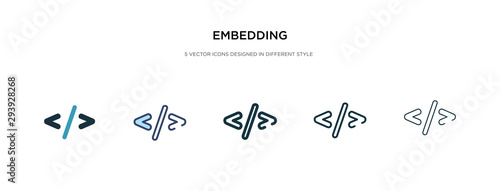 embedding icon in different style vector illustration. two colored and black embedding vector icons designed in filled, outline, line and stroke style can be used for web, mobile, ui