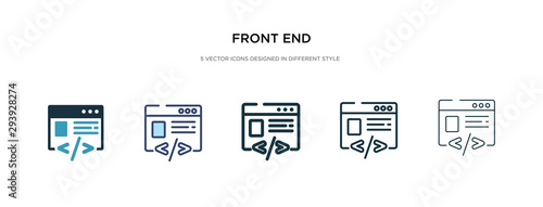 front end icon in different style vector illustration. two colored and black front end vector icons designed in filled, outline, line and stroke style can be used for web, mobile, ui