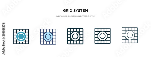 grid system icon in different style vector illustration. two colored and black grid system vector icons designed in filled, outline, line and stroke style can be used for web, mobile, ui