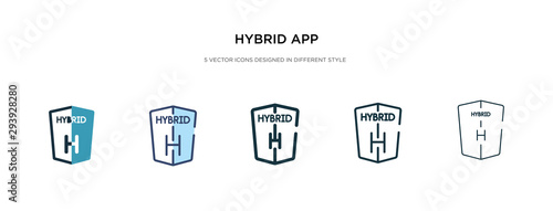 hybrid app icon in different style vector illustration. two colored and black hybrid app vector icons designed in filled, outline, line and stroke style can be used for web, mobile, ui