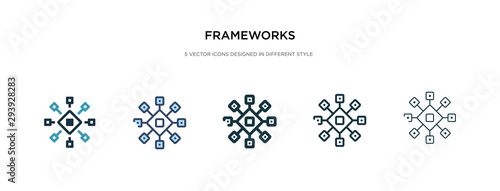 frameworks icon in different style vector illustration. two colored and black frameworks vector icons designed in filled, outline, line and stroke style can be used for web, mobile, ui