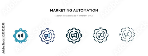 marketing automation icon in different style vector illustration. two colored and black marketing automation vector icons designed in filled, outline, line and stroke style can be used for web,