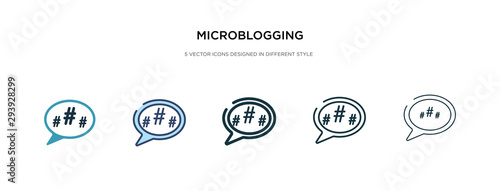 microblogging icon in different style vector illustration. two colored and black microblogging vector icons designed in filled, outline, line and stroke style can be used for web, mobile, ui