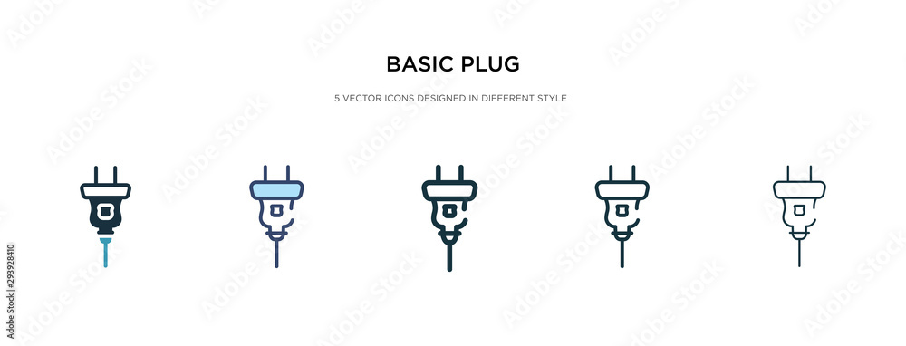 basic plug icon in different style vector illustration. two colored and black basic plug vector icons designed in filled, outline, line and stroke style can be used for web, mobile, ui
