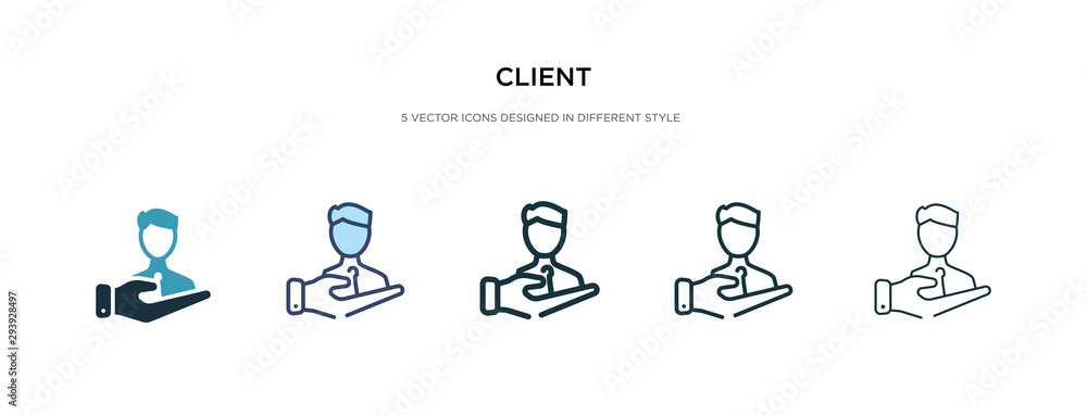 client icon in different style vector illustration. two colored and ...