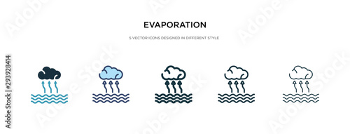 evaporation icon in different style vector illustration. two colored and black evaporation vector icons designed in filled, outline, line and stroke style can be used for web, mobile, ui