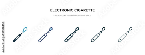 electronic cigarette icon in different style vector illustration. two colored and black electronic cigarette vector icons designed in filled, outline, line and stroke style can be used for web,