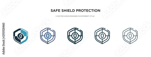 safe shield protection icon in different style vector illustration. two colored and black safe shield protection vector icons designed in filled, outline, line and stroke style can be used for web,