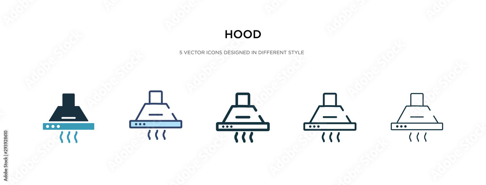 hood icon in different style vector illustration. two colored and black hood vector icons designed in filled, outline, line and stroke style can be used for web, mobile, ui hood icon in different style vector illustration. two colored and black hood vector icons designed in filled, outline, line and stroke style can be used for web, mobile, ui
