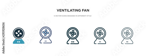 ventilating fan icon in different style vector illustration. two colored and black ventilating fan vector icons designed in filled, outline, line and stroke style can be used for web, mobile, ui