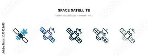 space satellite icon in different style vector illustration. two colored and black space satellite vector icons designed in filled, outline, line and stroke style can be used for web, mobile, ui photo