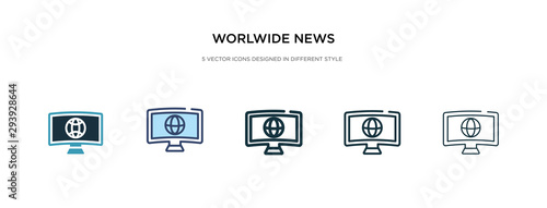 worlwide news icon in different style vector illustration. two colored and black worlwide news vector icons designed in filled, outline, line and stroke style can be used for web, mobile, ui