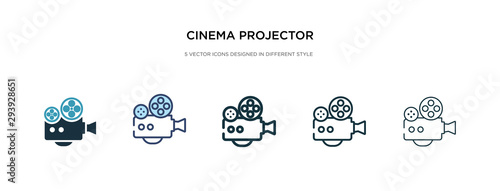 cinema projector icon in different style vector illustration. two colored and black cinema projector vector icons designed in filled, outline, line and stroke style can be used for web, mobile, ui