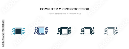 computer microprocessor icon in different style vector illustration. two colored and black computer microprocessor vector icons designed in filled, outline, line and stroke style can be used for