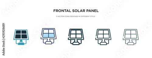 frontal solar panel icon in different style vector illustration. two colored and black frontal solar panel vector icons designed in filled, outline, line and stroke style can be used for web,
