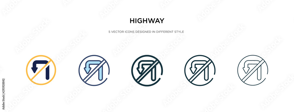highway icon in different style vector illustration. two colored and black highway vector icons designed in filled, outline, line and stroke style can be used for web, mobile, ui